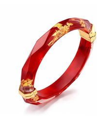 Gold & Honey - 24K Leaf Lucite Bangle - Lyst