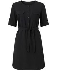 Conquista - Straight Tencel Dress With Belt Detail - Lyst