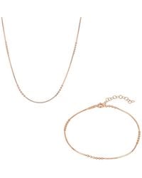 Spero London - Sterling Rose Gold Bracelet & Necklace Set Small Beaded - Lyst