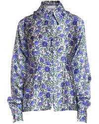 Sofia Tsereteli - Silk Shirt In Purple Botanica Print - Lyst