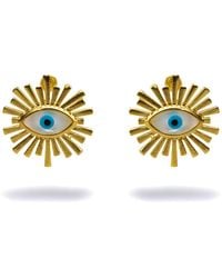 Ebru Jewelry - Guardian Aura Chunky & Pearl Evil Eye Stud Earrings - Lyst