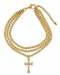 Jagged Halo Jewelry - Triple Chain Cross Pendant Necklace - Lyst
