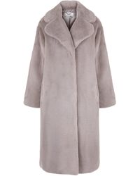 ISSY LONDON - Neutrals Greta Luxe Longline Faux Fur Coat Mink Grey - Lyst