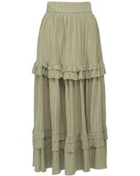 Smart and Joy - Long Pleated Skirt With Tiered Ruffles - Lyst