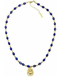 Farra - Lapis With Coin Pendant Necklace - Lyst