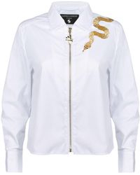 House of Laines London - Laines Couture Zip Shirt With Shoulder Snake Embellishment - Lyst