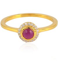 Artisan - 18k Yellow Gold Natural Ruby Gemstone Solitaire Ring Handmade Jewelry - Lyst