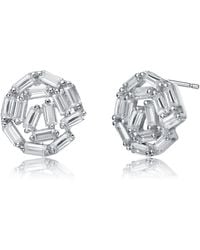 Genevive Jewelry - Sterling With Plated Baguette Cubic Zirconia Bundle Stud Earrings - Lyst