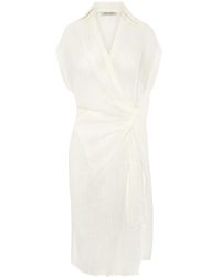 The Summer Edit - Georgia Crinkle Linen Wrap Dress - Lyst