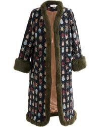 Louche - Delphia Beetlejuice Jacquard Fur Trim Coat - Lyst