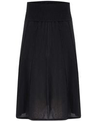Peraluna - High Waist 3D Vertical Striped Below Knee Knitwear Skirt - Lyst