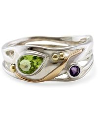 Isla Silver - Sterling Peridot & Amethyst Ring - Lyst
