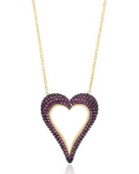 SHYMI - Pave Cutout Wide Heart Necklace - Lyst