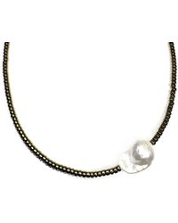 Rachel Nathan - Mini Beaded Pyrite & Baroque Pearl Necklace - Lyst