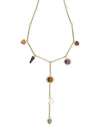 Lila Rasa - Multi Stones Drop Lariat Necklace With 7 Semi-Precious Gemstone - Lyst