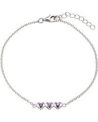 Belinda Jewelz - Amethyst Triple Heart Bracelet - Lyst