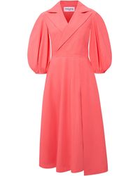 Femponiq - Wide Lapel Asymmetric Cotton Dress Rouge - Lyst