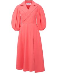 Femponiq - Wide Lapel Asymmetric Cotton Dress / Rouge Pink - Lyst