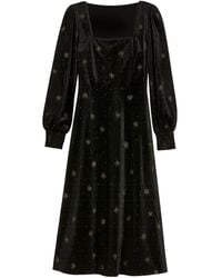Yumi' - Velvet Midi Dress With Starburst Foil Print - Lyst