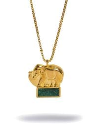 Ebru Jewelry - Lucky Elephant Emerald Mosaic Pendant Necklace - Lyst