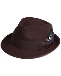 Dasmarca Hats - Darwin Felt Trilby With Feather - Lyst