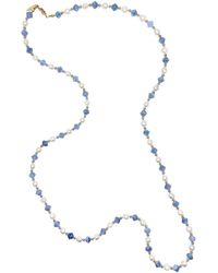 Farra - Freshwater Pearls With Jade Long Necklace - Lyst