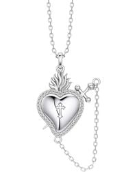 Vanimy - Flaming Heart With Dagger Necklace - Lyst