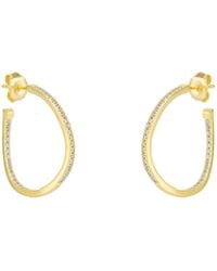 Spero London - Sterling Large Wavy Stud Hoop Earring With Interior Gemstones - Lyst