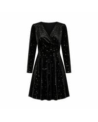 Yumi' - Velvet Skater Dress With Foil Star Print - Lyst