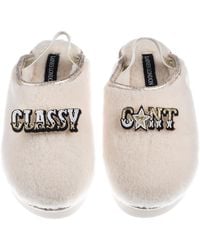Laines London - Neutrals Flatform Cloud Closed Toe Slippers With Classy Cunt Brooches - Lyst