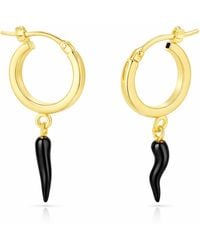 Unaloe - Hoop Earrings With-Plated Horn Pendant - Lyst