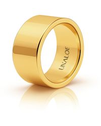 Unaloe - Wide Smooth French-Edge Sterling Band With Plating: Timeless Elegance - Lyst