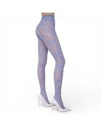 HIGH HEEL JUNGLE by KATHRYN EISMAN - Lola Lace Tights Cornflower - Lyst