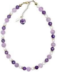Farra - Mixed Shade Amethyst And Freshwater Pearl Beaded Necklace - Lyst
