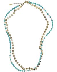 Farra - Amazonite With Flower Chain Double Layers Necklace - Lyst