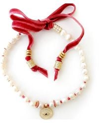 Persia Dona Jewelry - Eye X Pearl Ribbon Choker Necklace - Lyst
