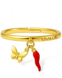 Unaloe - Butterfly & Lucky Charm Ring – Adjustable Sterling Plated - Lyst