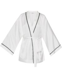 Avenue 8 - Kimono Style Mini Silk Top With Binding Tape - Lyst