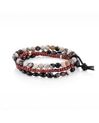 Jaredjamin - Lucan Oxblood & Pebble Agate Stackable Bracelet Set - Lyst