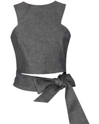 Mirimalist - Wrap Around Linen Top - Lyst