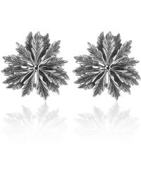 Unaloe - Sterling Leaf Floral Stud Earrings – Botanical Statement Design – Handmade Italian Jewelry For - Lyst