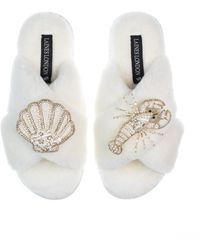 Laines London - Classic Laines Slippers With Pearl Beaded Lobster & Shell Brooches - Lyst