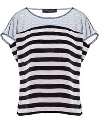 Larisa Dragna - French Striped Viscose Blouse With Tulle Insertion - Lyst
