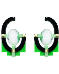 Gissa Bicalho - Handmade Acrylic Earring With Oval Cut Stone - Lyst