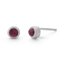 Nellou Jewellery - Garnet Gem Dot January Birthstone Earrings Sterling - Lyst