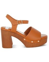 Rag & Co - Sawor Recycled Leather High Block Sandals - Lyst