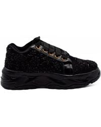 Rettrose - Diana Luxury Noir Satin Handmade Embellished Trainer - Lyst