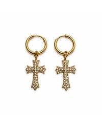 Jagged Halo Jewelry - Devotion Cross Hoop Earrings Stainless Steel Plated - Lyst