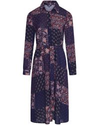 LAtelier London - Audrey Navy Floral Print Mix Shirt Dress - Lyst