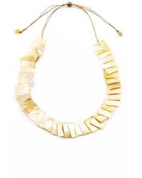 LIKHÂ - Playa Mother-of-pearl Necklace Square Tiles Nude Brown - Lyst